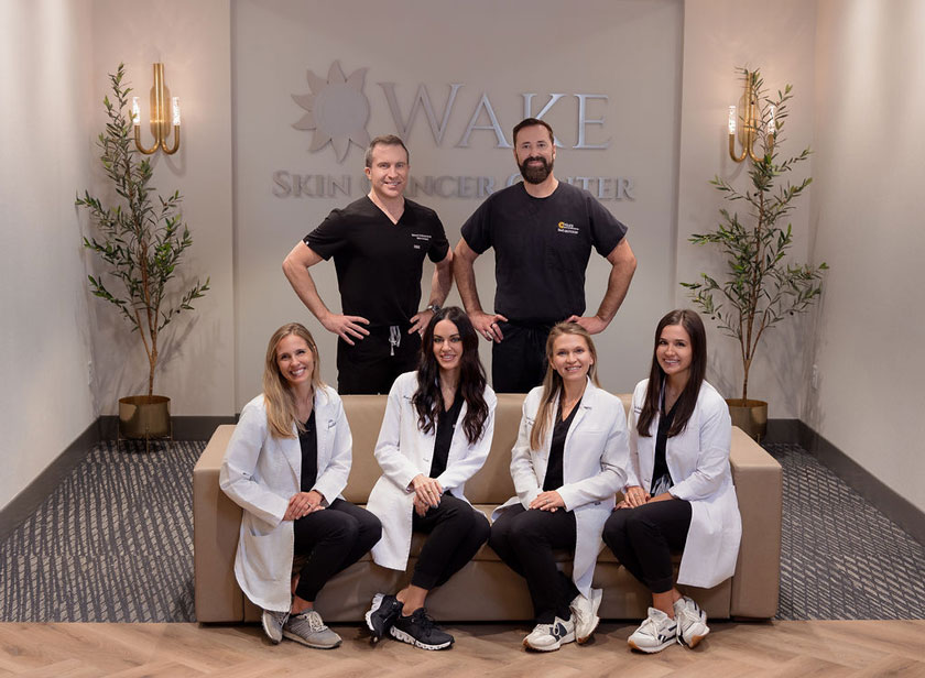 Group photo of Dr. Galiczynski, Dr. Ayli and Mid-level Providers of Wake Skin Cancer Center, P.A. | Dermatologist | Dermatology